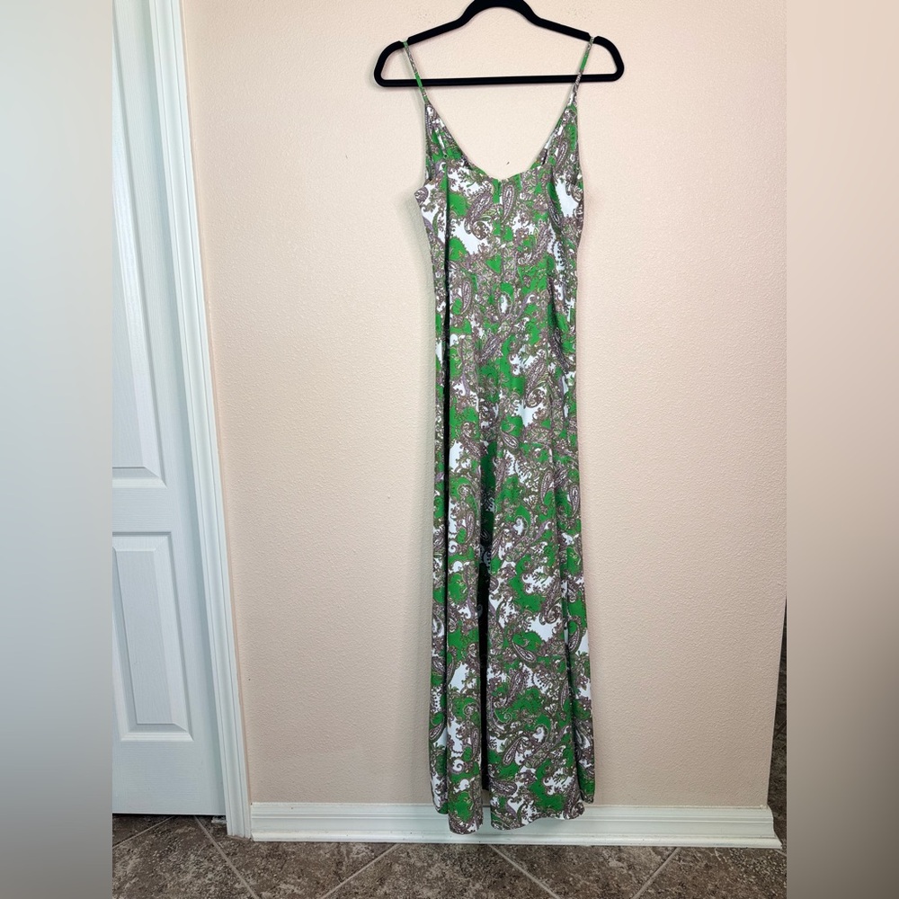L'AGENCE Green and Gray Paisley Maxi Dress - Picture 6 of 7